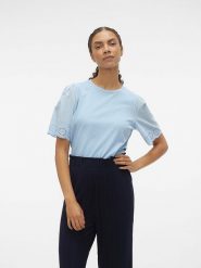 Vero Moda Koszulka w kolorze błękitnym rozmiar: M. Niebieskie bluzki damskie Vero Moda, m, bez wzorów, z bawełny, bez kołnierzyka. Za 43.99 zł.