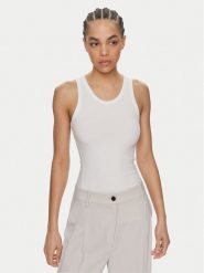 Calvin Klein Top K20K206554 Biały Slim Fit. Białe topy damskie CALVIN KLEIN, xxs, bez wzorów, bez kołnierzyka. Za 229.99 zł.