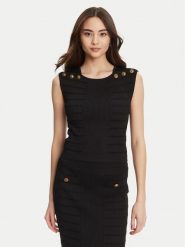 Guess Bluzka W5YR12 Z0130 Czarny Regular Fit. Czarne bluzki damskie Guess, xxl, z aplikacjami, z syntetyku, bez ramiączek. Za 259.99 zł.