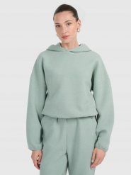 BLUZA DAMSKA DRESOWA 4F Z DZIANINY O SPLOCIE WAFLOWYM TSWSF1847 KOLOR ZIELONY. Zielone bluzy bez kaptura damskie 4f, l, bez wzorów, z dresówki, bez ramiączek, bez kaptura. Za 179.99 zł.