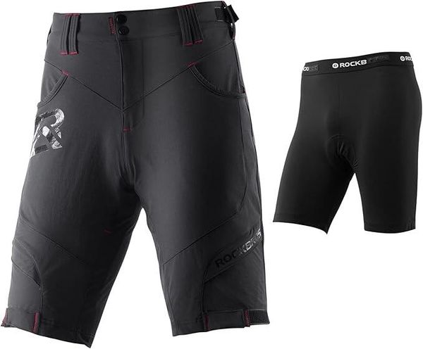 Zestaw spodenki szelki ROCKBROS. Czarne szorty męskie ROCKBROS, bez wzorów, z elastanu, sportowe. Za 259.60 zł.