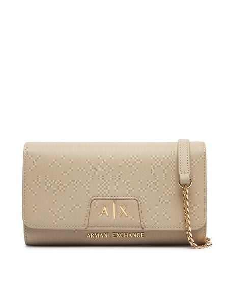 Armani Exchange Torebka XW000358 AF26570 U6208 Beżowy. Brązowe torebki wieczorowe Armani Exchange, bez wzorów, ze skóry, wizytowe, bez kołnierzyka, bez ramiączek. Za 429.99 zł.