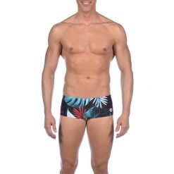 Kąpielówki męskie na basen Arena Tropical Leaves Low Waist Short. Czarne kąpielówki męskie Arena, m, bez wzorów, do pływania. Za 99.99 zł.