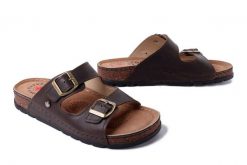 SOLO 171 brąz pull up, klapki damskie. Brązowe klapki damskie Solo, bez wzorów, ze skóry, bez obcasa. Za 234.90 zł.