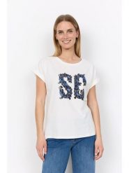 Soyaconcept Koszulka "Rina" w kolorze białym rozmiar: M. Białe bluzki damskie Soyaconcept, m, bez wzorów, z bawełny, bez kołnierzyka, bez ramiączek. Za 78.95 zł.