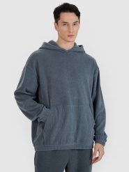 4F Bluza dresowa nierozpinana z kapturem męska - szara XXL. Szare bluzy sportowe męskie 4f, bez wzorów, z dresówki, klasyczne, bez kołnierzyka, bez ramiączek. W wyprzedaży za 79.99 zł.