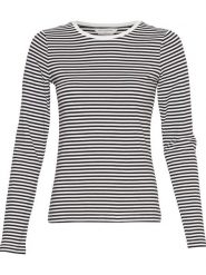 MOSS COPENHAGEN Koszulka w kolorze granatowo-białym rozmiar: M/L. Białe bluzki damskie MOSS COPENHAGEN, l, bez wzorów, z bawełny, bez kołnierzyka, bez ramiączek. Za 127.35 zł.