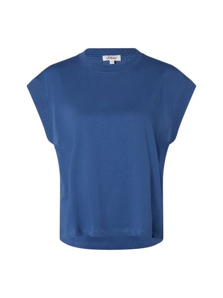 S.Oliver Koszulka Kobiety Bawełna niebieski, 40. Niebieskie bluzki sportowe damskie S.Oliver, s, z bawełny, bez kołnierzyka, bez ramiączek. Za 59.95 zł.