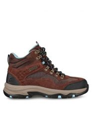Skechers Trapery Trego Base Camp 167008/CHOC Brązowy. Brązowe trapery damskie Skechers, ze skóry, bez obcasa. Za 429.99 zł.