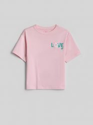4F T-shirt boxy z nadrukiem dziewczęcy - różowy 122/128 (6-8 lat). Czerwone koszulki dziewczęce 4f, bez wzorów, z bawełny, bez ramiączek. Za 49.99 zł.