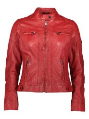 HIS Skórzana kurtka w kolorze czerwonym rozmiar: 42. Czerwone kurtki damskie HIS, bez wzorów, ze skóry, bez kaptura. Za 478.99 zł.