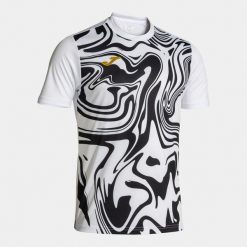Koszulka Joma Lion II Sport Mężczyzna Biała/Czarna L - Oddychająca i Lekka. Białe t-shirty sportowe męskie Joma, l, z materiału, bez ramiączek, do piłki nożnej. Za 69.08 zł.