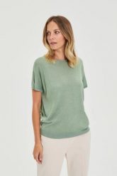 Wiskozowy sweter oliwkowy. Zielone swetry klasyczne damskie MOODO, l, z wiskozy, bez kołnierzyka. Za 99.99 zł.