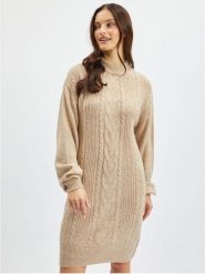 Orsay Sukienka dzianinowa w kolorze beżowym rozmiar: L. Brązowe sukienki damskie ORSAY, na co dzień, l, bez wzorów, z dzianiny, bez kołnierzyka, bez ramiączek, midi, proste. Za 69.91 zł.