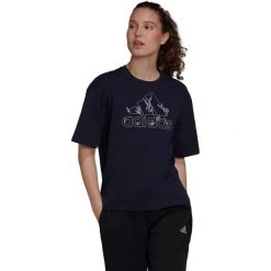 Koszulka turystyczna damska Adidas Soft Floral. Niebieskie bluzki damskie Adidas, xs, bez wzorów, z bawełny, bez kołnierzyka. Za 92.00 zł.