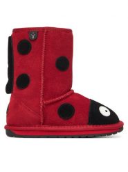 EMU Australia Śniegowce Lady Bird K10111 Czerwony. Czerwone kozaki dziewczęce Emu Australia, bez wzorów, ze skóry, bez obcasa. Za 439.99 zł.
