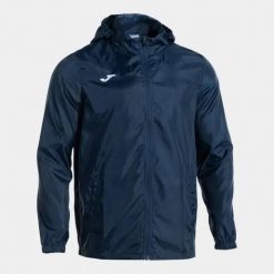 Kurtka wodoodporna z kapturem Joma Rain. Niebieskie kurtki treningowe męskie Joma, na zimę, xl, bez wzorów, z materiału, do biegania. Za 172.00 zł.