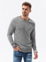 Bluza męska bez kaptura BASIC - szary melanż V2 - Rozmiar: L. Szare bluzy bez kaptura męskie Ombre Clothing, l, z bawełny. W wyprzedaży za 29.99 zł.