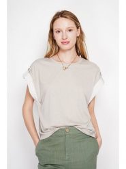 Le Jardin du Lin Koszulka w kolorze beżowym rozmiar: 38. Brązowe t-shirty damskie Le jardin du lin, bez wzorów, bez kołnierzyka. Za 78.99 zł.