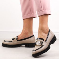 Szare matowe Polskie mokasyny damskie, loafersy Deoni D309. Brązowe mokasyny damskie Deoni, ze skóry. Za 259.00 zł.