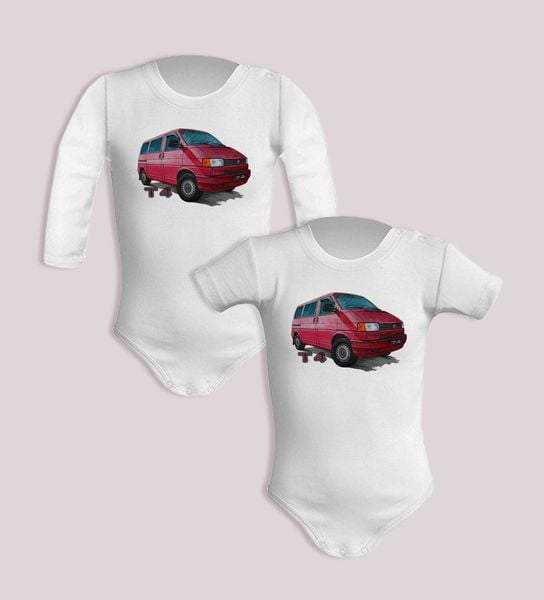 VW T4 — body (Rozmiar: 3M; Długość rękawa: krótki; Rodzaj nadruku: VW T4). Body niemowlęce nikiniki, bez wzorów, z bawełny, bez ramiączek. Za 59.00 zł.