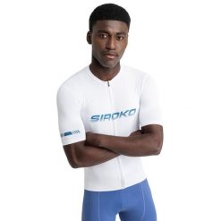 Męska koszulka rowerowa z krótkim rękawem z siateczki Kolarstwo Siroko M8 Ine. Białe t-shirty sportowe męskie SIROKO, na lato, m, z tkaniny, bez ramiączek, rowerowe. Za 254.00 zł.