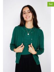 C& Jo 2-częściowy zestaw w kolorze zielonym rozmiar: 44. Zielone kardigany damskie C& Jo, bez wzorów, z kaszmiru. Za 213.69 zł.