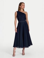 Swing Sukienka koktajlowa 5AI01500 Granatowy Regular Fit. Niebieskie sukienki damskie Swing, bez wzorów, z syntetyku, wizytowe, bez kołnierzyka, bez ramiączek. Za 649.99 zł.