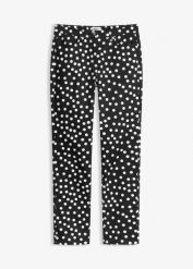 Spodnie ze stretchem i 5 kieszeniami. Czarne spodnie materiałowe damskie bonprix, bez wzorów, eleganckie. Za 99.99 zł.