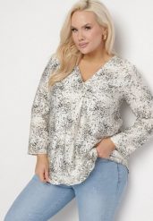 Biało-Czarna Bluzka z Wiskozą w Abstrakcyjny Print Silzia. Czarne bluzki damskie Born2be, plus size, bez wzorów, z wiskozy, bez kołnierzyka, plus size, bez ramiączek. Za 69.99 zł.
