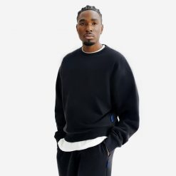 Bluza okrągły dekolt męska Elementals. Czarne bluzy bez kaptura męskie Decathlon, l, z bawełny. Za 169.99 zł.