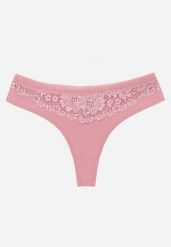 Różowe Majtki Typu Stringi z Bawełną i Koronką Zeliche. Czerwone stringi damskie Renee, l, bez wzorów, z bawełny. Za 7.99 zł.