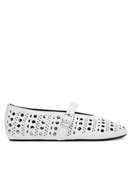 Badura Baleriny ELAN-SLT24067P-55 Biały. Białe baleriny damskie Badura, bez wzorów, ze skóry, bez obcasa. Za 279.99 zł.