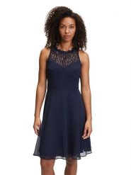 Vera Mont Sukienka w kolorze granatowym rozmiar: 36. Niebieskie sukienki damskie Vera Mont, bez wzorów, z koronki, bez kołnierzyka, bez ramiączek, mini. Za 172.89 zł.