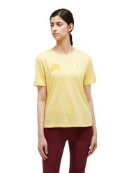 Koszulka Peak Performance damska Explore Graphic Tee żółta - M. Żółte bluzki sportowe damskie Peak Performance, m, z bawełny, bez kołnierzyka, bez ramiączek. Za 189.00 zł.