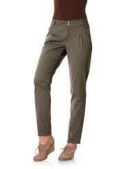 Heine Spodnie chino w kolorze khaki rozmiar: 48. Brązowe spodnie materiałowe damskie Heine, bez wzorów. Za 131.74 zł.