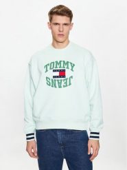 Tommy Jeans Bluza Boxy Arched Logo DM0DM16375 Zielony Boxy Fit. Zielone bluzy bez kaptura męskie Tommy Jeans, m, z bawełny. Za 359.99 zł.