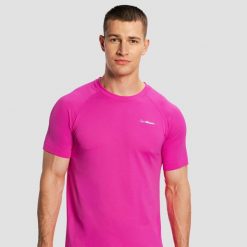 Koszulka męska do biegania luźna fioletowa Pulse X. Fioletowe t-shirty sportowe męskie GYMBEAM, m, z materiału, bez ramiączek, do biegania. Za 67.90 zł.
