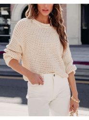 Milan Kiss Sweter w kolorze beżowym rozmiar: M. Brązowe swetry klasyczne damskie Milan Kiss, m, bez kołnierzyka. Za 130.99 zł.