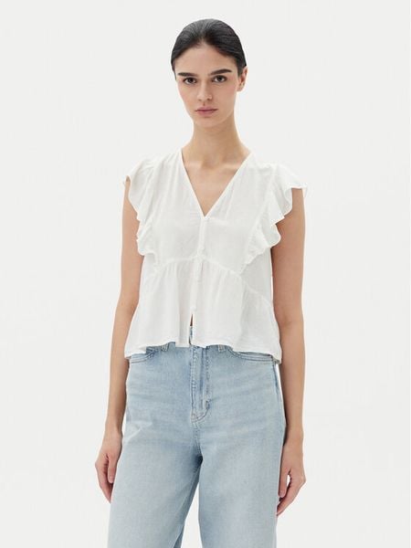 ONLY Bluzka Rian 15349090 Biały Regular Fit. Białe bluzki damskie Only, xl, bez wzorów, z wiskozy, bez kołnierzyka, bez ramiączek. Za 59.99 zł.