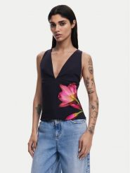 Desigual Bluzka 25SWBW09 Czarny Regular Fit. Czarne bluzki damskie Desigual, s, bez wzorów, z syntetyku, bez ramiączek. Za 209.99 zł.