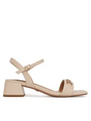 Nine West Sandały R23SS00452 Beżowy. Brązowe sandały damskie Nine West, bez wzorów, z materiału, bez obcasa, na słupku. Za 229.99 zł.
