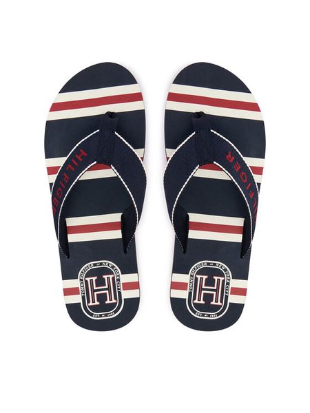 Tommy Hilfiger Japonki Stripes Beach Sandal FM0FM06003 Granatowy. Niebieskie klapki i japonki męskie Tommy Hilfiger, z materiału. Za 169.99 zł.