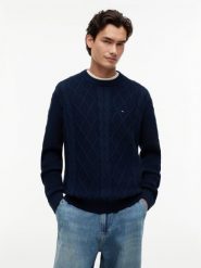 Tommy Jeans swetry z dzianiny Mężczyźni niebieski, M. Niebieskie swetry męskie Tommy Jeans, m, bez wzorów, z dzianiny, bez kołnierzyka. Za 409.95 zł.