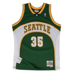 Koszulka NBA Seattle Supersonics Kevin Durant Swingman 2007/08. Zielone bluzki damskie Mitchell & Ness, bez wzorów, bez kołnierzyka. W wyprzedaży za 402.00 zł.
