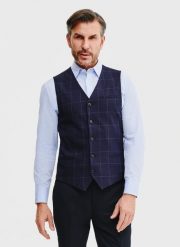 PAKO LORENTE – Granatowa kamizelka męska w kratę. Kamizelki męskie Pako Lorente, m, z elastanu. Za 499.99 zł.