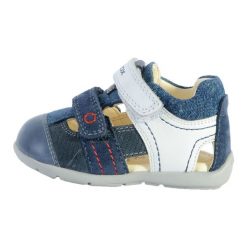 Sandały GEOX B KAYTAN A Niebieski. Niebieskie sandały męskie Geox, ze skóry, bez zapięcia. Za 173.99 zł.