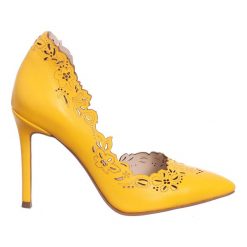 Buty Zellini szpilki z naturalnej skóry żółte. Żółte szpilki Trespass, bez wzorów, z materiału, bez obcasa. Za 639.99 zł.