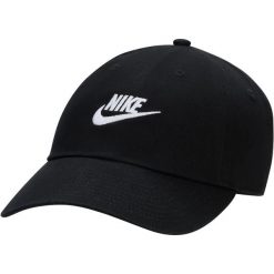 Czapka Nike Club Unstructured Futura Wash Cap, Dla obu płci. Czarne czapki męskie Nike, bez wzorów, z bawełny, sportowe. Za 290.00 zł.
