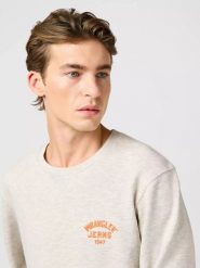 MESKA BLUZA WRANGLER SMALL LOGO CREW OAT MELEE 112364090. Bluzy bez kaptura męskie Wrangler, m. Za 159.99 zł.